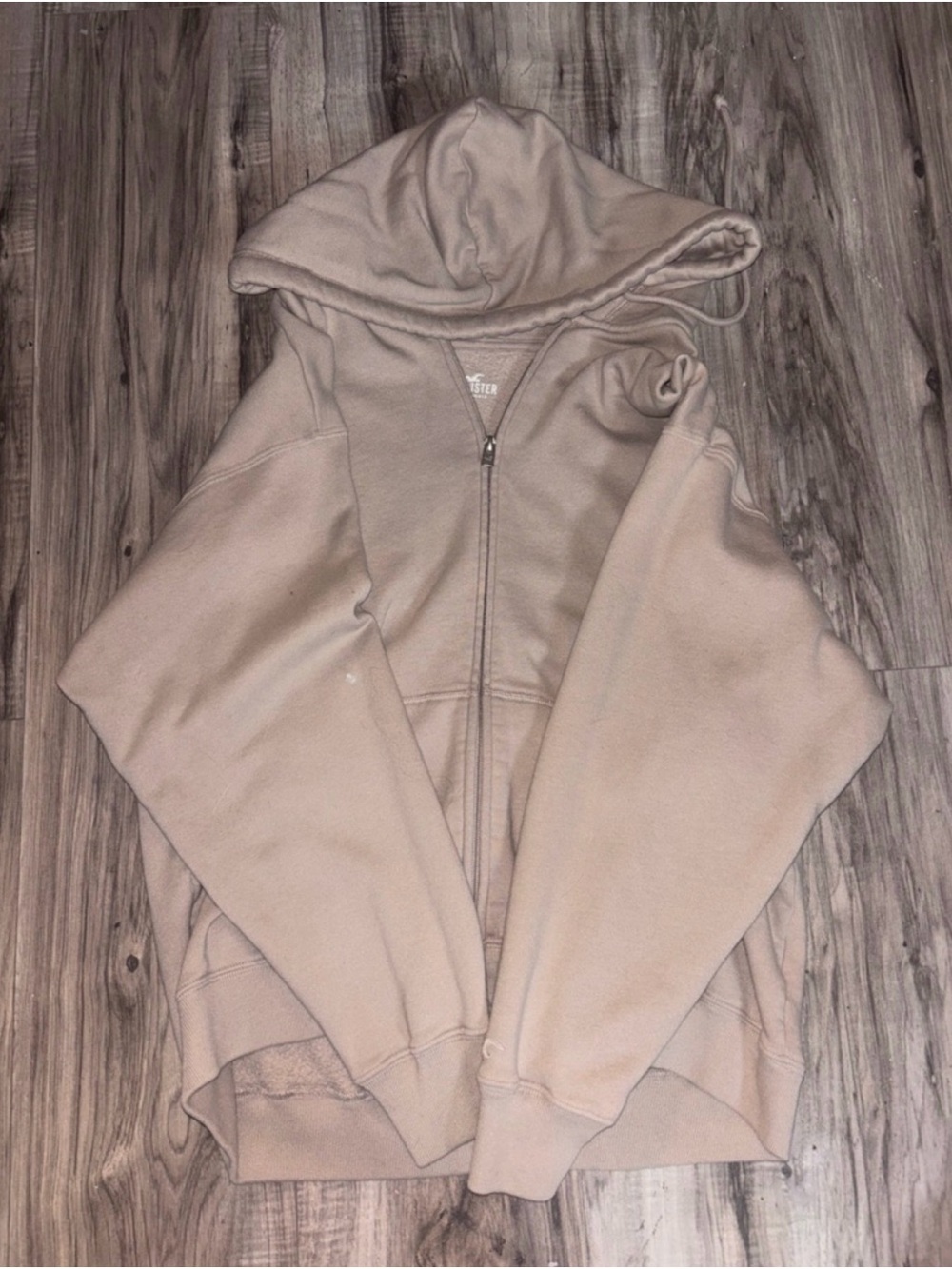 Hollister Neutral Beige Full-Zip Hoodie